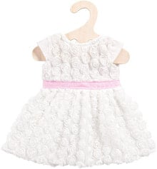 Одежда для кукол платье для куклы размером: 35-45 см. от Heless. Белое с мелкими розочками и розовым поясом.