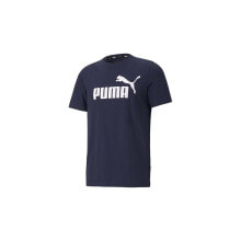 Мужские футболки Мужская спортивная футболка синяя с логотипом Puma Ess Logo Tee