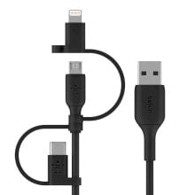 Charging cables, computer connectors and adapters belkin BOOST CHARGE - 1 m - USB A - USB C/Micro-USB B/Lightning - Black