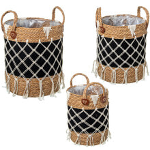 Set of Baskets Alexandra House Living 03793 Black wicker Rattan Natural Fibre (3 Units)