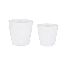 Set of pots 2 Pieces Ø 22 cm Ø 28 cm White Clay