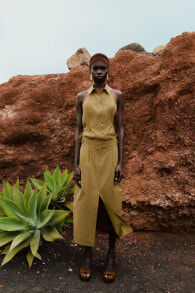 Halter top with buckled belt