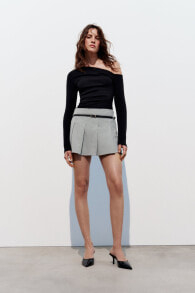 Box pleat skort with belt