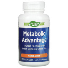 Жиросжигатели nature's Way, Metabolic Advantage, Thyroid Formula with Green Coffee & Green Tea, Metabolism, 180 Capsules
