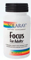 Витамины и БАДы solaray Focus For Adults Комплекс для взрослых для питательной поддержки нормальной, здоровой функции клеток головного мозга и мозгового кровообращения 60 капсул