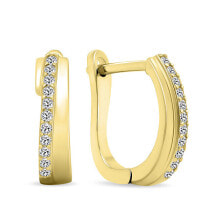 Ювелирные серьги decent gold-plated earrings with zircons EA552Y