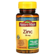 Цинк nature Made, Zinc, 30 mg, 100 Tablets