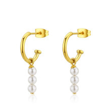 Ювелирные серьги Stylish gold-plated rings with pearls 2in1 Wisdom SWI24