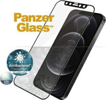 PanzerGlass Tempered Glass for iPhone 12/12 Pro Case Friendly Anti-glare Black (2720)