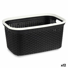 Laundry Basket White Black Plastic 36 L 36 x 25,5 x 53 cm (12 Units)