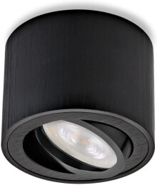 Sweet-LED, точечный светильник для накладного монтажа, плоский, поворотный, круглый, со светодиодным модулем регулировки яркости, 5 Вт, накладной светильник, матовый черный - теплый белый [Энергетический класс G]