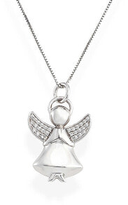 Колье Изящное серебряное ожерелье с цирконами Angels A2BB (цепочка, кулон)
