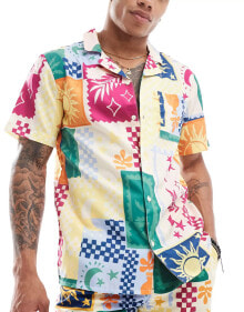 Купить мужские рубашки Another Influence: Another Influence beach shirt in postcard print