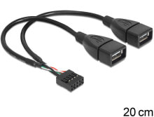 DeLOCK 83292 кабельный разъем/переходник 2xUSB 2.0-A 10pin Черный