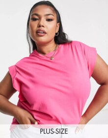 Simply Be – Kastiges, ärmelloses T-Shirt in Rosa