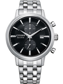 Мужские наручные часы с браслетом Мужские наручные часы с серебряным браслетом Citizen CA7060-88E Eco-Drive chrono 42mm 5ATM