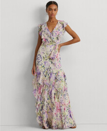 Lauren Ralph Lauren women's Ruffled Floral A-Line Dress