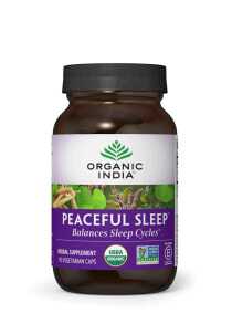 Витамины и БАДы для нервной системы organic India Peaceful Sleep Пищевая добавка для поддержки здорового сна и расслабления 90 вегетарианских капсул