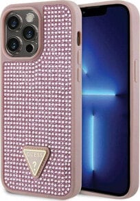 Guess Etui Guess GUHCP14XHDGTPP Apple iPhone 14 Pro Max różowy/pink hardcase Rhinestone Triangle