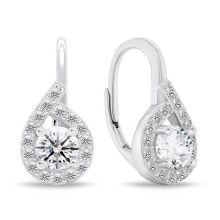 Ювелирные серьги sparkling silver earrings with clear zircons EA756W