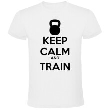 Мужские спортивные футболки Мужская спортивная футболка белая с надписью KRUSKIS Keep Calm And Train Short Sleeve T-Shirt