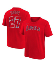 Nike big Boys Mike Trout Red Los Angeles Angels Home Player Name and Number T-Shirt
