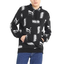 Puma Power Printed Pullover Hoodie Mens Black Casual Outerwear 84738601
