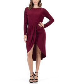 24seven Comfort Apparel women's Long Sleeve Knee Length Dress
