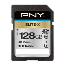 Memory cards for photo and video cameras pNY Elite-X - 128 GB - SDXC - Class 10 - UHS-I - 100 MB/s - Class 3 (U3)