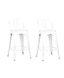 Ac Pacific industrial Metal Barstools with Bucket Back and 4 Legs, Set of 2