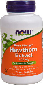 Витамины и БАДы для сердца и сосудов NOW Foods Extra Strength Hawthorn Extract Экстракт боярышника для здоровье сердечно-сосудистой системы 600 мг 90 растительных капсул
