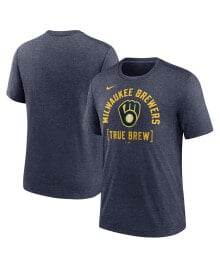 Nike men's Heather Navy Milwaukee Brewers Swing Big Tri-Blend T-shirt