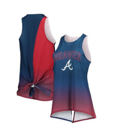 Купить женские блузки и кофточки FOCO: Women's Navy Atlanta Braves Gradient Tie-Back Racerback Tank Top