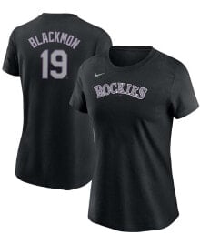 Women's Charlie Blackmon Black Colorado Rockies Name Number T-shirt