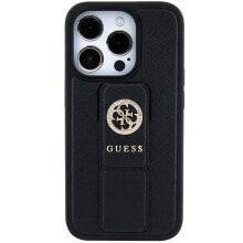 GUESS Guhcp15Lpgssadk iPhone 15 Pro 6.1 Grip Stand 4G Saffiano Strass phone case