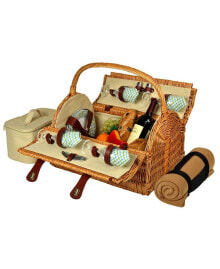 Picnic At Ascot yorkshire Willow Picnic Basket with Service for 4 with Blanket