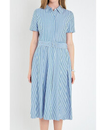 English Factory women's Striped Belted Midi Dress