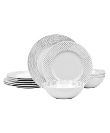 Hammock  Rim 12 Piece Dinnerware Set, Service for 4