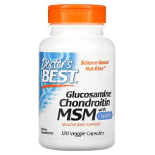Глюкозамин, Хондроитин, МСМ doctor&#039;s Best, глюкозамин, хондроитин и МСМ с OptiMSM, 120 вегетарианских капсул