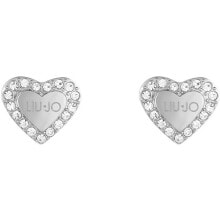Женские серьги romantic earrings in steel with crystals Hearts LJ1553