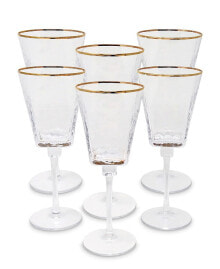 Vivience square Shaped Rim Hammered Wine Glasses, Set of 6