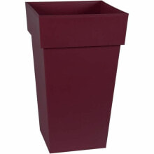 Plant pot Ecolux 39 x 39 x 65 cm Dark Red Plastic Squared Modern