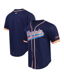 Купить мужские футболки и майки Pro Standard: Men's Navy Virginia Cavaliers Mesh Full-Button Replica Baseball Jersey