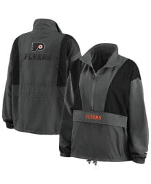 WEAR by Erin Andrews women's Charcoal Philadelphia Flyers Popover Packable Half-Zip Jacket