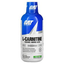 Аминокислоты GAT, L-Carnitine, Amino Acid, Green Apple, 1,500 mg, 16 oz (473 ml)