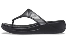 Crocs Monterey Metallic 蒙特利 潮流百搭 金属坡跟拖鞋 女款 黑色 / Сланцы Crocs Monterey Metallic 206850-001