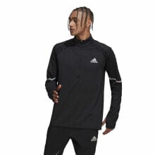 Men’s Sweatshirt without Hood Adidas Fast 1/2 Zip Black