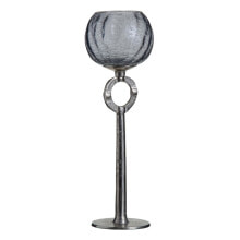 Candleholder Crystal Grey Metal 13 x 13 x 38 cm Silver