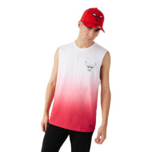 Мужские спортивные футболки Мужская спортивная майка красная белая с логотипом NEW ERA NBA Dip Dye Chicago Bulls Sleeveless T-Shirt