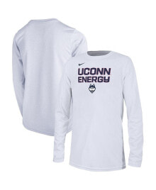 Nike big Boys White UConn Huskies 2024 On-Court Bench Energy T-shirt